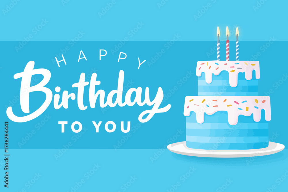 Naklejka premium Birthday Celebration Vector – Two-Tier Cake and Festive Message