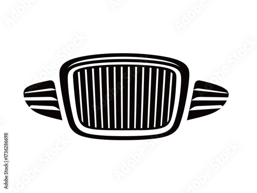This artwork features a classic car grill design, characterized by bold lines and a vintage aesthetic, showcasing elegance and timeless style.