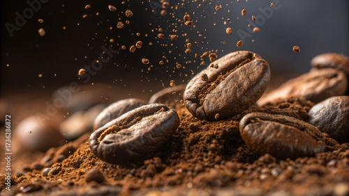 coffee beans on a black background