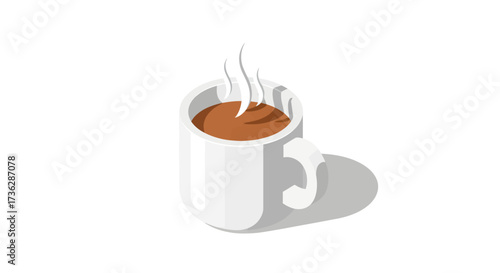 Slika na platnu Steaming Hot Coffee in a White Ceramic Mug.
