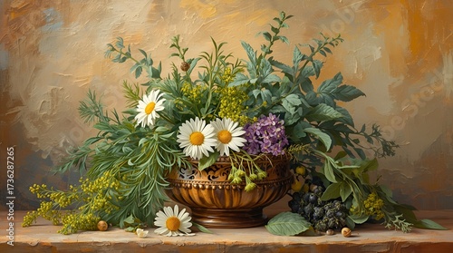 Title: Lucid Origin Picture of Baltic Herbs – A Vibrant Still Life Painting