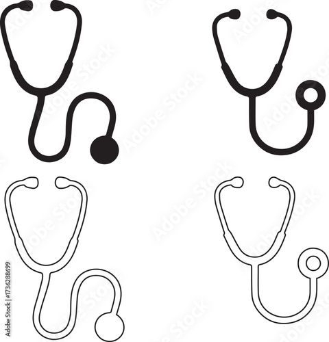 Stethoscope Icons Medical Equipment Healthcare Symbols vector