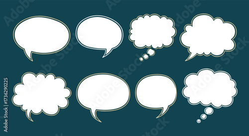 A collection of speech bubbles and thought bubbles for communication.