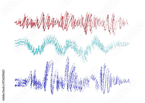 Sound wave line, abstract blue equalizer Voice set