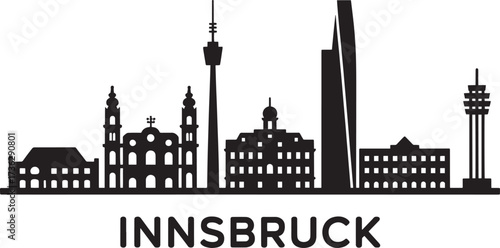 Innsbruck Austria city skyline silhouette vector art featuring modern and historic buildings