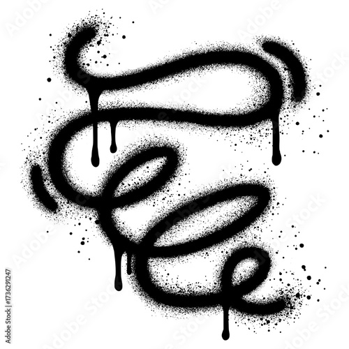 Graffiti swirls, curls and scrolls. Dirty curved and twisted lines. Chaotic ink brush scribbles decorative.