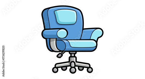Canvastavla A comfortable blue office chair with armrests and a wheeled base.