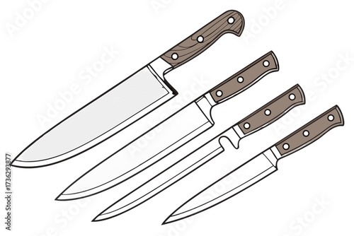Set of kitchen knives