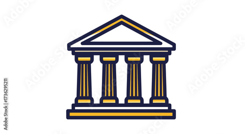 Photos Classic Greek Temple Architecture with Columns and Pediment.