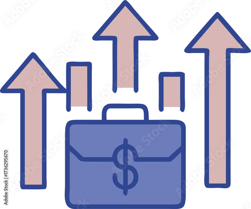 Business Growth and Financial Success with Arrows and Briefcase Illustration