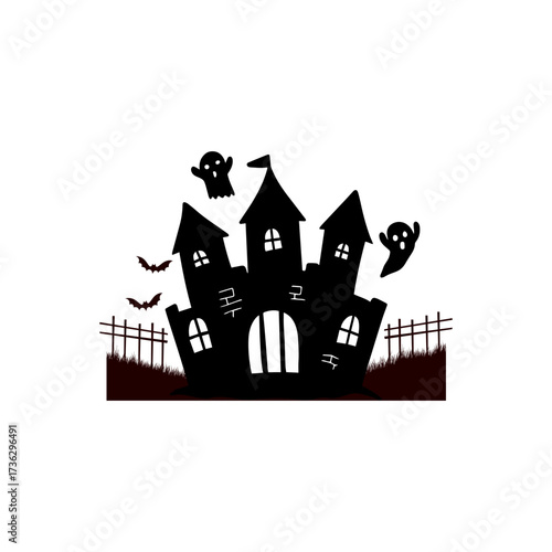 Design Vector haunted house Happy Halloween 2025 for festival day element icon 