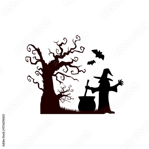 Design Vector witch Happy Halloween 2025 for festival day element icon 