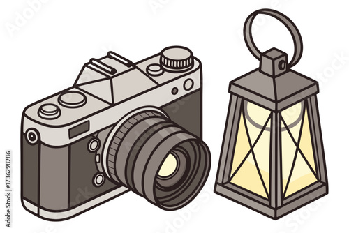 Digital camera and vintage lantern