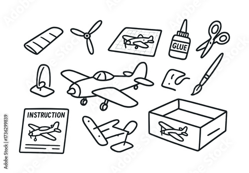 Diy model airplane kit with tools and instructions for building and crafting
