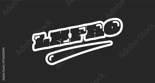 LMFAO retro black outline social media phrase. Messaging abbreviation. Hilarious funny reaction in conversation. Rounded bubble letters with swoosh. Vintage sports, varsity typography. Oi font used