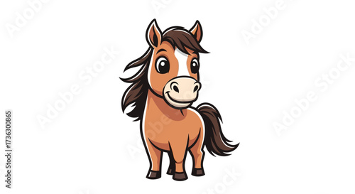 Charming cartoon horse character with a playful expression and dynamic features, perfect for
