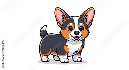 Charming corgi illustration with a delightful cartoon style and cheerful expression