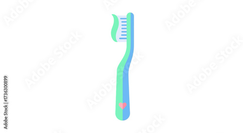 Charming dental care illustration featuring pastel toothbrush and toothpaste application