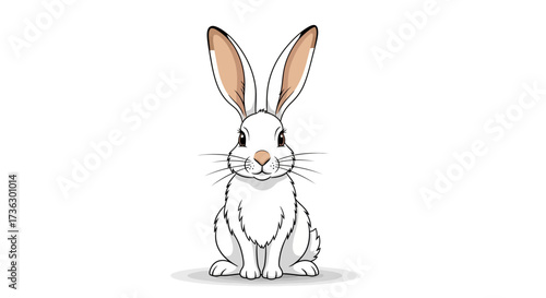 Charming white rabbit illustration on a plain background showcasing its endearing features