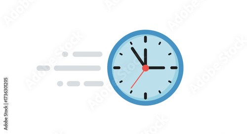 Clock dashing past portraying speediness for design, business, technology context