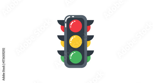 Colorful Traffic Signal Illustration with Rounded Design for Modern Urban Planning