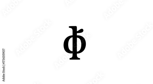 Conceptual minimalist representation of greek phi symbol as graphic element for design projects