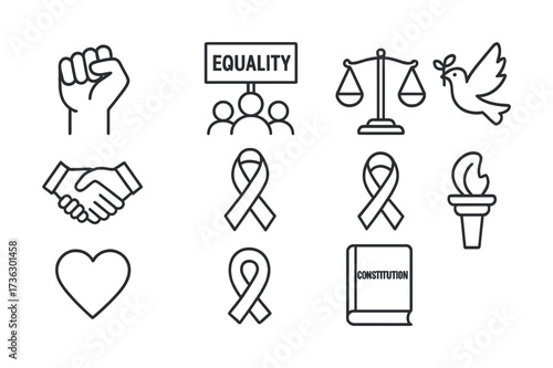 Equality and peace symbols: icons of justice, rights, and unity