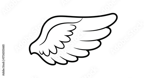 Simple black outlined wing illustration on a white background perfect for design needs