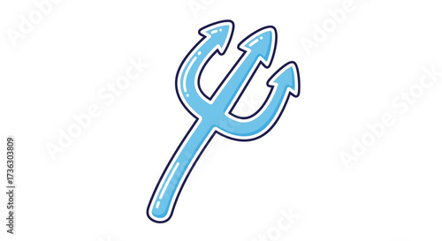 Stylized blue trident with clean lines symbolizing mythological sea power and strength