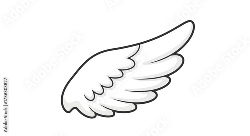 Stylized depiction of a bird's wing with elegant feathered design against white backdrop