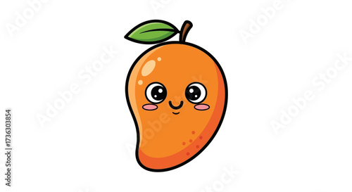 Smiling mango character isolated on white background vector illustration