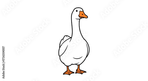 Stylized illustration of a proud white goose against a blank background perfect for designs