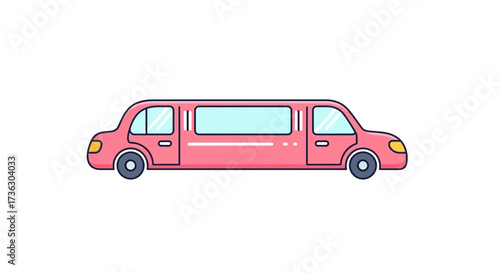 Stylized illustration of a vibrant pink limousine against a pristine white backdrop