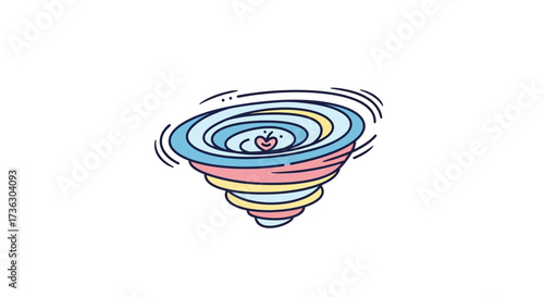 Stylized swirling vortex with a heart at its center evoking gentle emotional turbulence