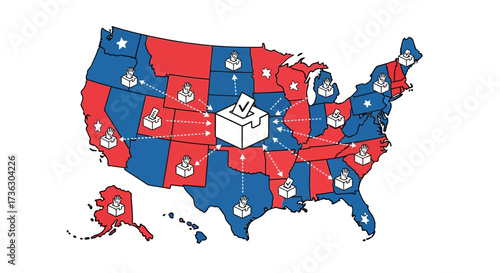 United States political landscape electoral process vote distribution concept illustration