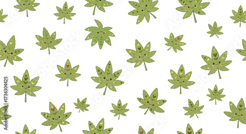 Whimsical cannabis leaves pattern seamless design for kids' textiles or wrapping paper background