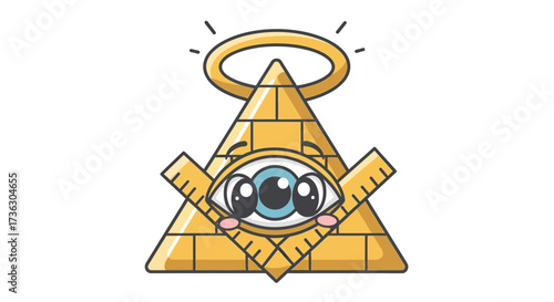 Whimsical illuminati symbol design featuring cartoon aesthetics and playful expression a cute design