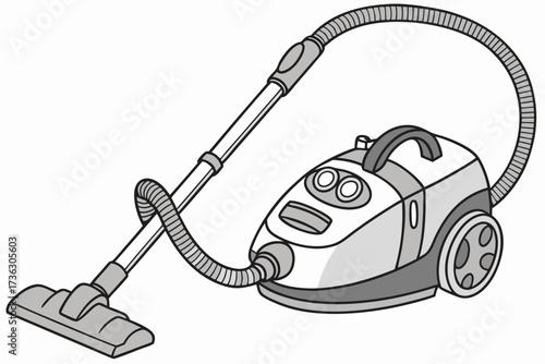 Household vacuum cleaner with hose and nozzle