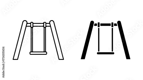 Black and White Minimalist Swing Set Icons Vector Illustration