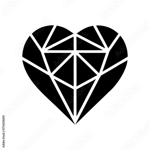 Silhouette heart with geometric abstract shape minimal creative love concept clean vector design illustration with white background