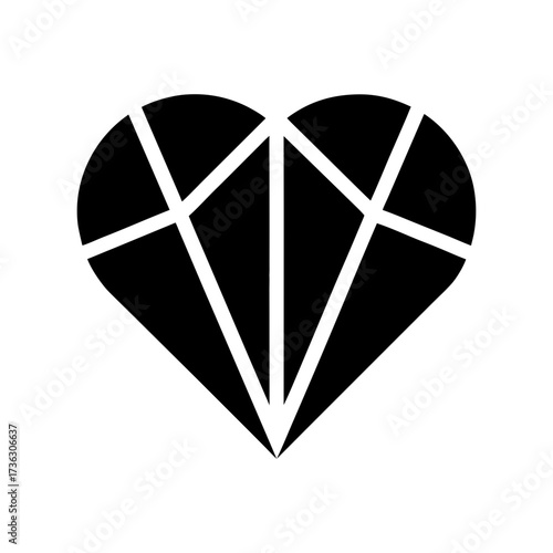 Silhouette heart with geometric abstract shape modern romantic symbol minimal clean vector design with white background