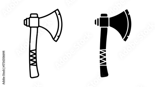 Graphic Axe Icons: Outline and Solid Fill Design on White