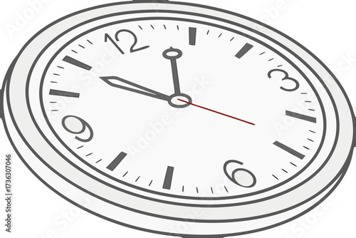 Closeup of a clock face showing time