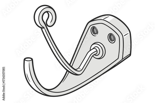 Wall hook with a curved end