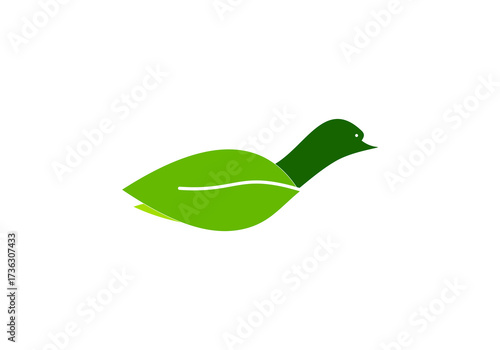 bird illustration with leaf wings logo vector