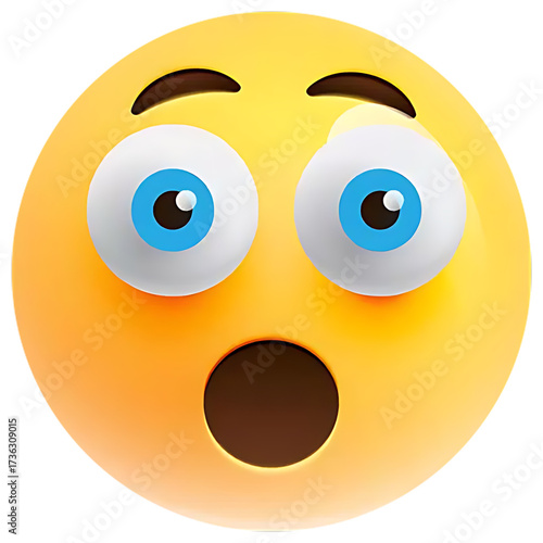 Bild auf Leinwand Surprised Emoji Face with Wide Eyes and Open Mouth