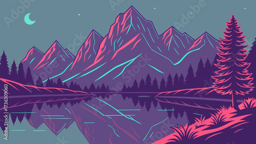 Stunning mountain landscape with vibrant colors and serene lake reflection, an inviting vista perfect for inspiring travel and outdoor adventures