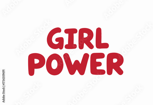 Bold Red Text Emphasizing Female Empowerment And Strength With The Words 'Girl Power' On A Clean White Background