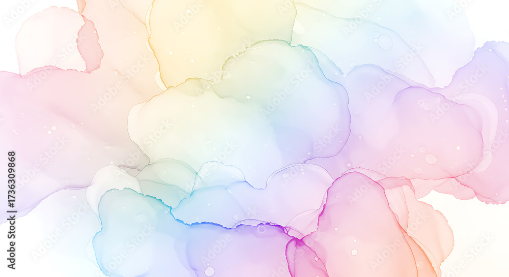 Fototapeta premium Abstract watercolor background with pastel colors blending together in a soft, dreamy texture.