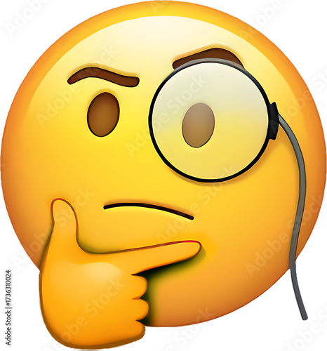 Thinking Emoji with Monocle – Curious Face Expression
